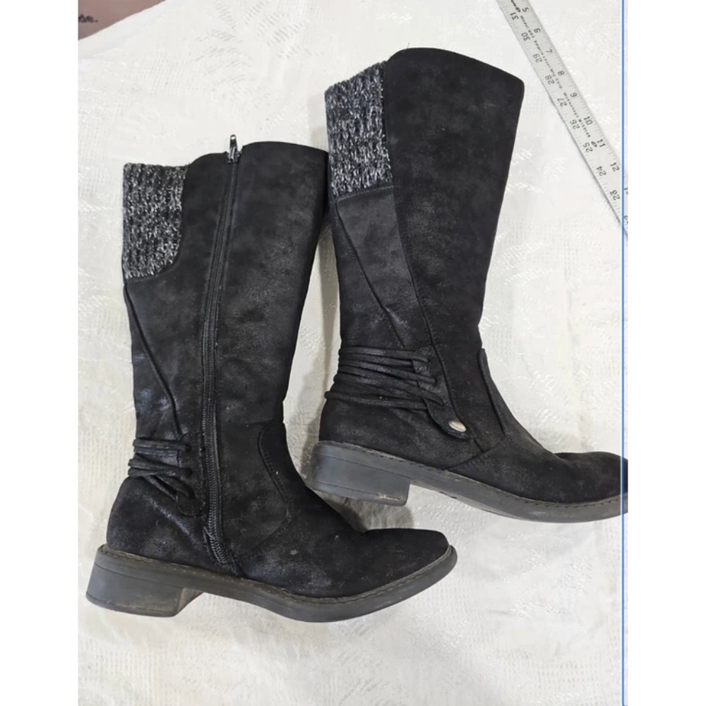 Baretraps Kids Black Suede Tall Riding Boots Sweater Knit BT100119C Youth Size 3